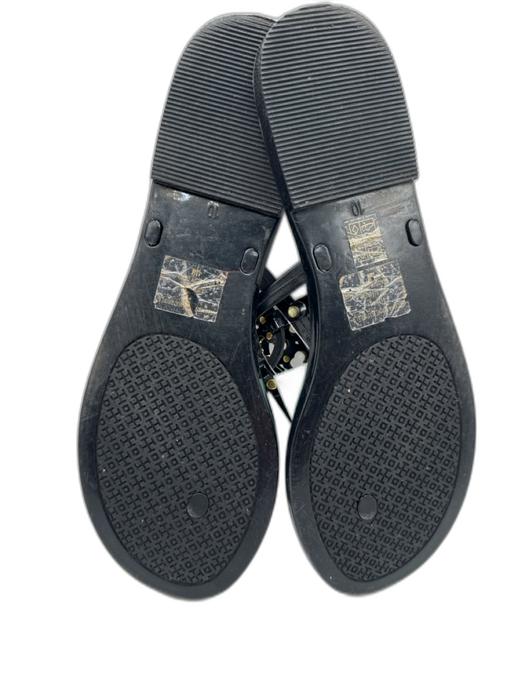 Tory Burch Shoe Size 10 Black Synthetic Jelly Flip flop Logo Sandals Black / 10