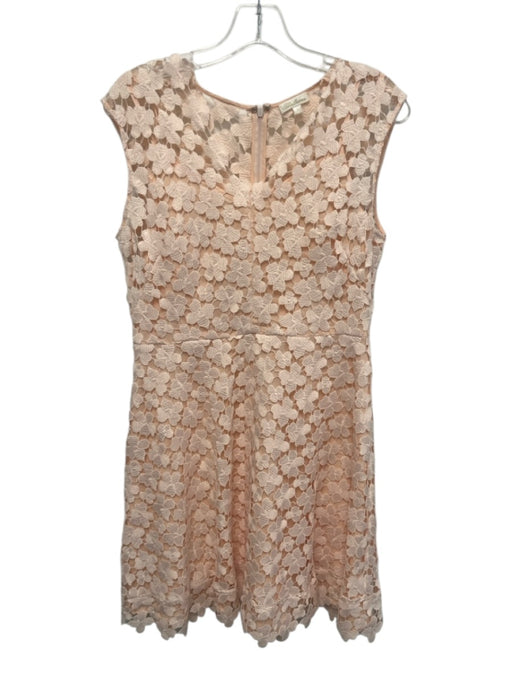 Shoshanna Size 6 Baby Pink Polyester Floral Open Lace Sleeveless V Neck Dress Baby Pink / 6