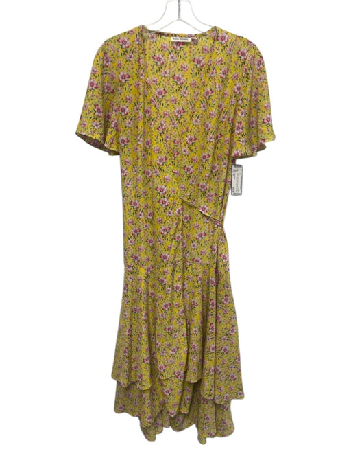 Roller Rabbit Size XS Yellow, Pink & Green Polyester Floral Wrap V Neck Dress Yellow, Pink & Green / XS