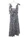 Yumi Kim Size L Indigo Blue & White Cotton Floral Tie Shoulder Open Back Dress Indigo Blue & White / L