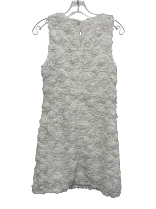 Ann Mashburn Size S White Polyester Short Sleeve Floral Applique Side Zip Dress White / S