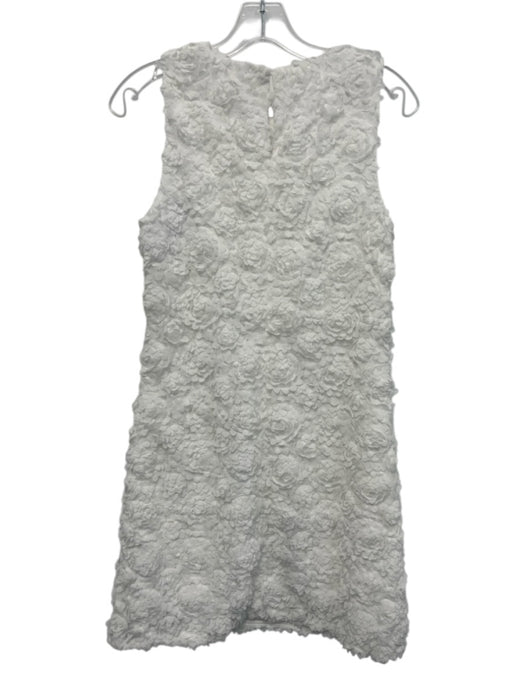 Ann Mashburn Size S White Polyester Short Sleeve Floral Applique Side Zip Dress White / S