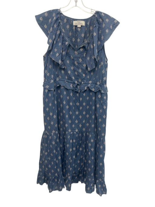 Trovata Birds of Paradis Size XS Blue & Cream Beige Cotton Sleeveless Dress Blue & Cream Beige / XS