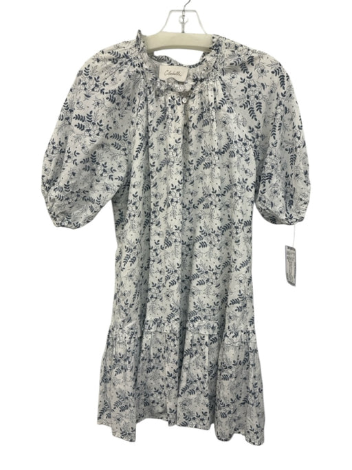 Cleobella Size XS White & Navy Blue No Fabric Tag Botanical Quarter Button Dress White & Navy Blue / XS