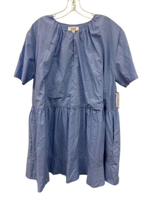 COS Size 6 Blue Lyocell blend Short Sleeve Keyhole Front Gathered Neck Dress Blue / 6