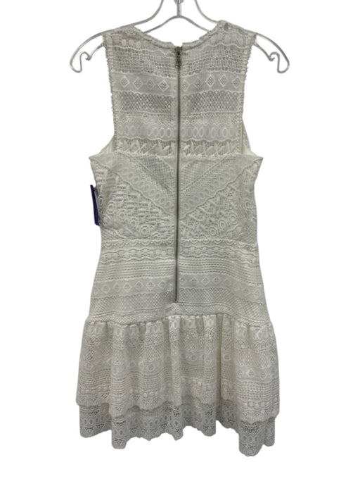Parker Size S White Polyester Sleeveless Lace Overlay Back Zip Dress White / S