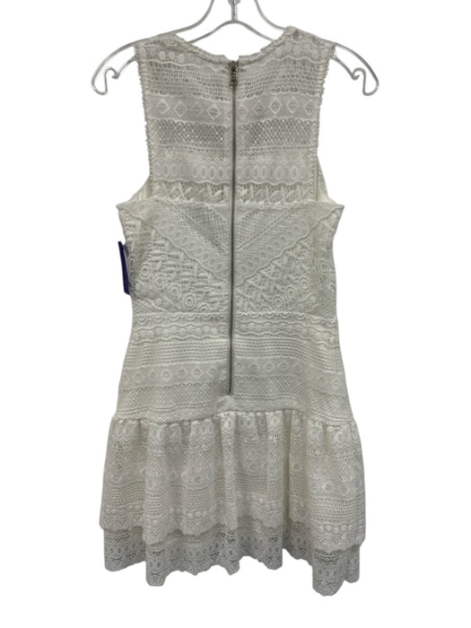 Parker Size S White Polyester Sleeveless Lace Overlay Back Zip Dress White / S