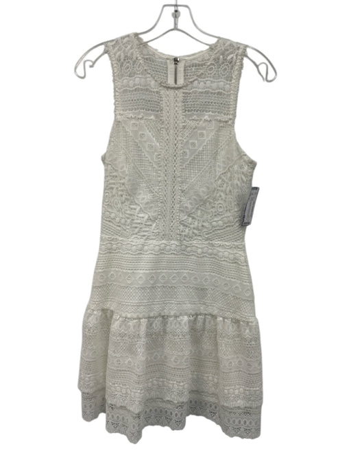Parker Size S White Polyester Sleeveless Lace Overlay Back Zip Dress White / S