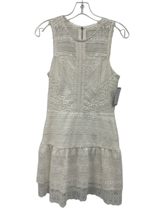 Parker Size S White Polyester Sleeveless Lace Overlay Back Zip Dress White / S