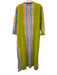 House of MBR Size 2 Green, Orange, Blue Cotton 3/4 Sleeve Split Neck Maxi Dress Green, Orange, Blue / 2