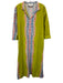 House of MBR Size 2 Green, Orange, Blue Cotton 3/4 Sleeve Split Neck Maxi Dress Green, Orange, Blue / 2