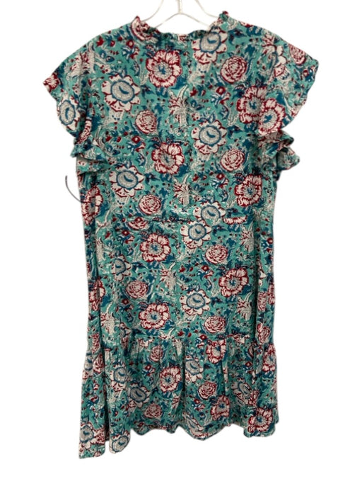 Jude Connally Size L Green, Blue, Red Cotton Ruffle Cap Sleeve Tassel Mini Dress Green, Blue, Red / L