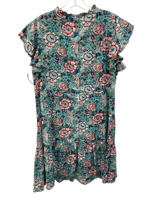 Jude Connally Size L Green, Blue, Red Cotton Ruffle Cap Sleeve Tassel Mini Dress Green, Blue, Red / L