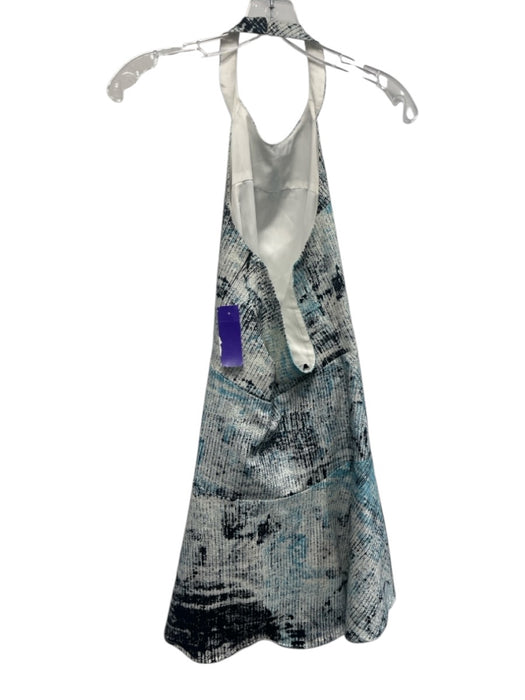 Parker Size S Blue, Black, White Rayon & Cotton Halter Neck Abstract Dots Dress Blue, Black, White / S