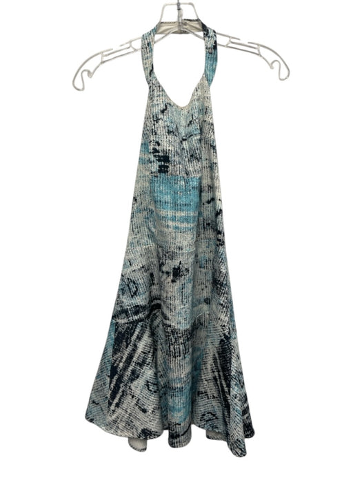 Parker Size S Blue, Black, White Rayon & Cotton Halter Neck Abstract Dots Dress Blue, Black, White / S