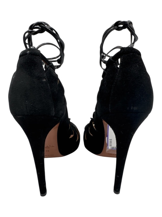 Alaia Shoe Size 39 Black Suede Ankle Tie Peep Toe Cut Outs Stiletto Pumps Black / 39