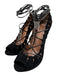 Alaia Shoe Size 39 Black Suede Ankle Tie Peep Toe Cut Outs Stiletto Pumps Black / 39