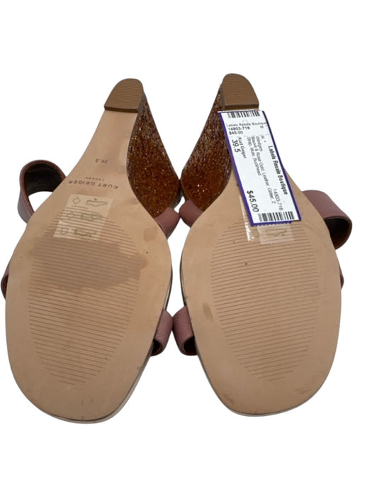 Kurt Geiger Shoe Size 39.5 Mauve & Rose Gold Leather Glitter 2 Strap Mule Wedges Mauve & Rose Gold / 39.5