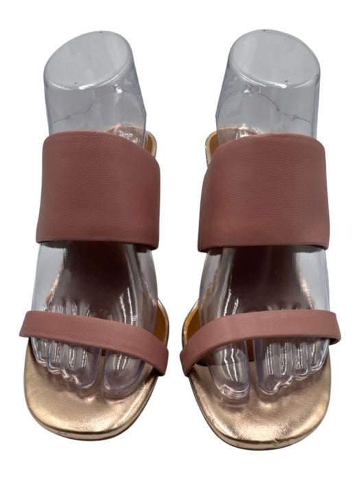 Kurt Geiger Shoe Size 39.5 Mauve & Rose Gold Leather Glitter 2 Strap Mule Wedges Mauve & Rose Gold / 39.5