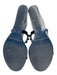 Carmen Sol Shoe Size 7 Dark Blue Rubber Rockstud 2 Strap Mule Platform Wedges Dark Blue / 7