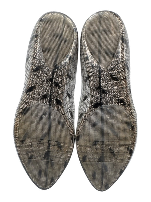 Melissa Shoe Size 8 Gray & Black Rubber clear Lace Print Bedazzled Flats Gray & Black / 8