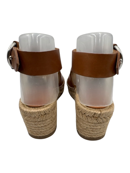 Rag & Bone Shoe Size 38 Caramel Brown Leather Espadrille Slingback Wedge Sandals Caramel Brown / 38