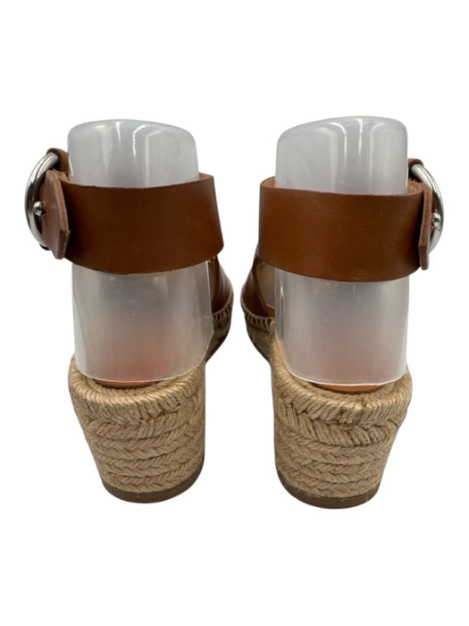 Rag & Bone Shoe Size 38 Caramel Brown Leather Espadrille Slingback Wedge Sandals Caramel Brown / 38