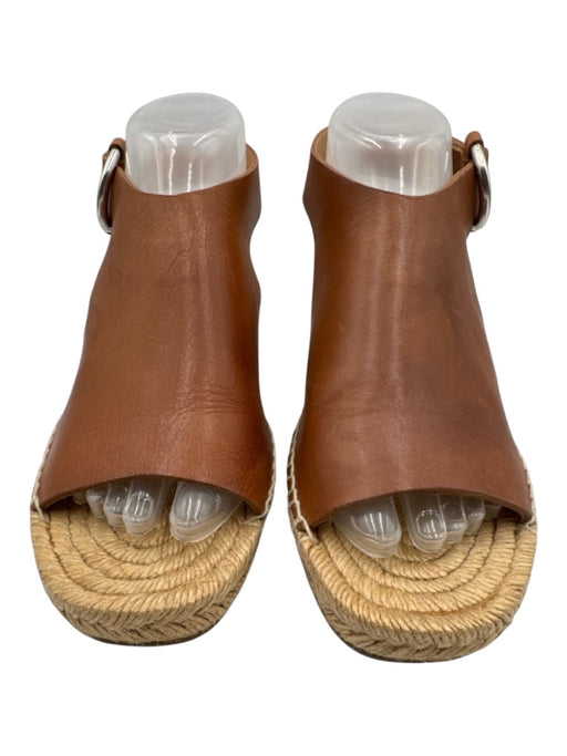Rag & Bone Shoe Size 38 Caramel Brown Leather Espadrille Slingback Wedge Sandals Caramel Brown / 38