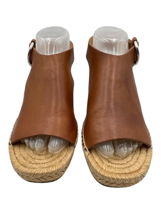 Rag & Bone Shoe Size 38 Caramel Brown Leather Espadrille Slingback Wedge Sandals Caramel Brown / 38