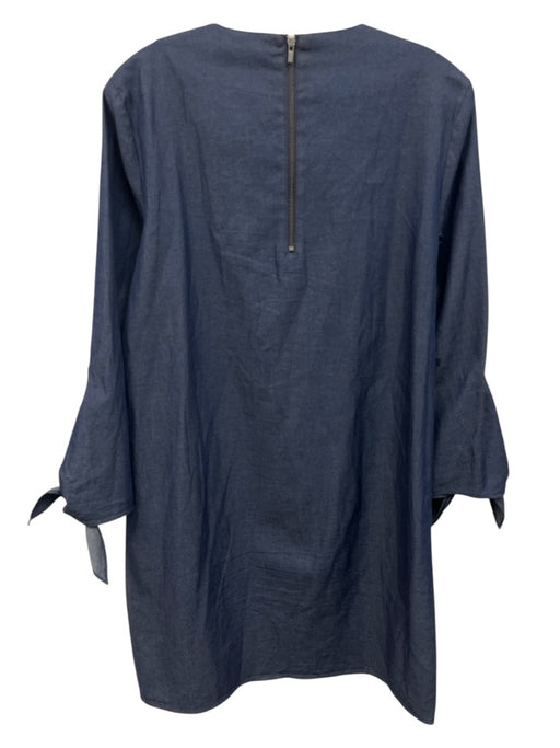 Tibi Size 2 Dark Wash Cotton Long Sleeve Tie Cuffs Back Zip Dress Dark Wash / 2