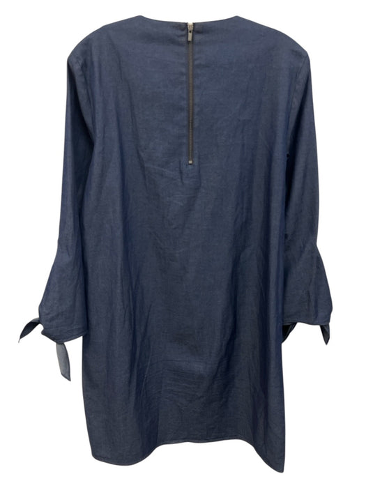 Tibi Size 2 Dark Wash Cotton Long Sleeve Tie Cuffs Back Zip Dress Dark Wash / 2