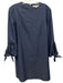 Tibi Size 2 Dark Wash Cotton Long Sleeve Tie Cuffs Back Zip Dress Dark Wash / 2