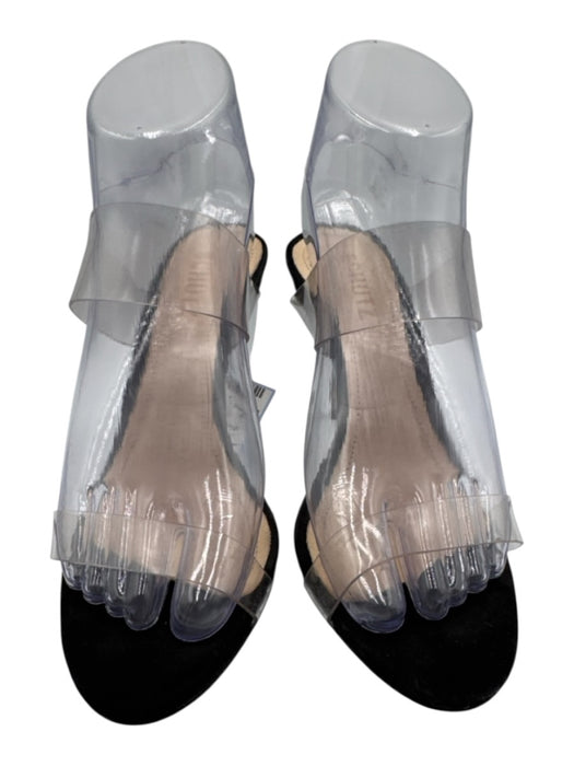 Schutz Shoe Size 7 Black & Clear Leather & PVC open toe Double Strap Sandals Black & Clear / 7