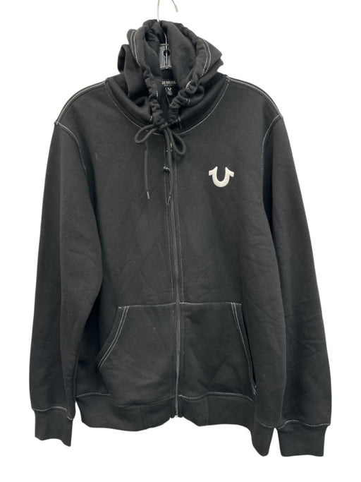 True Religion NWT Size L Black & White Cotton Solid Hoodie Men's Jacket Black & White / L