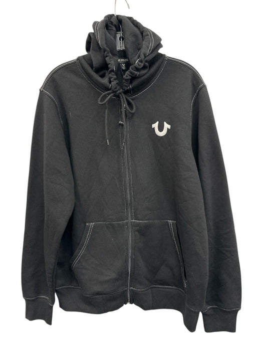 True Religion NWT Size L Black & White Cotton Solid Hoodie Men's Jacket Black & White / L