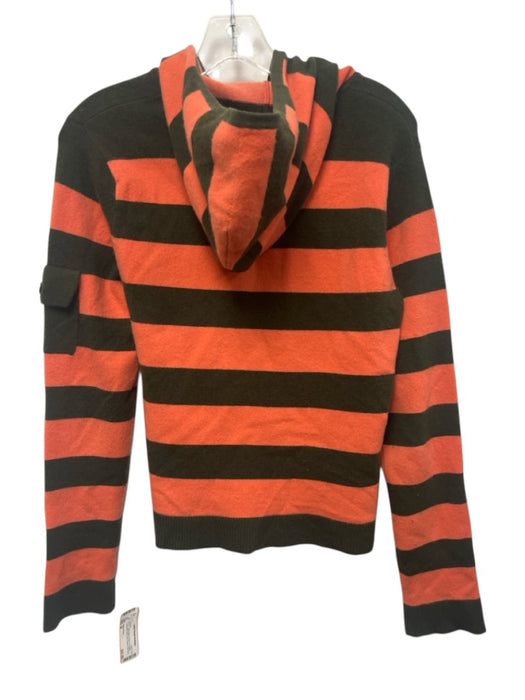 Esther Chen Size M Green & Orange Cashmere Blend Knit Striped Zip Front Sweater Green & Orange / M