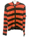 Esther Chen Size M Green & Orange Cashmere Blend Knit Striped Zip Front Sweater Green & Orange / M
