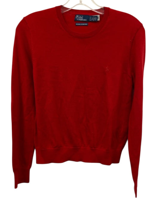 Polo Ralph Lauren Size S Red Wool Knit Embroidered Logo Ribbed Hem Sweater Red / S