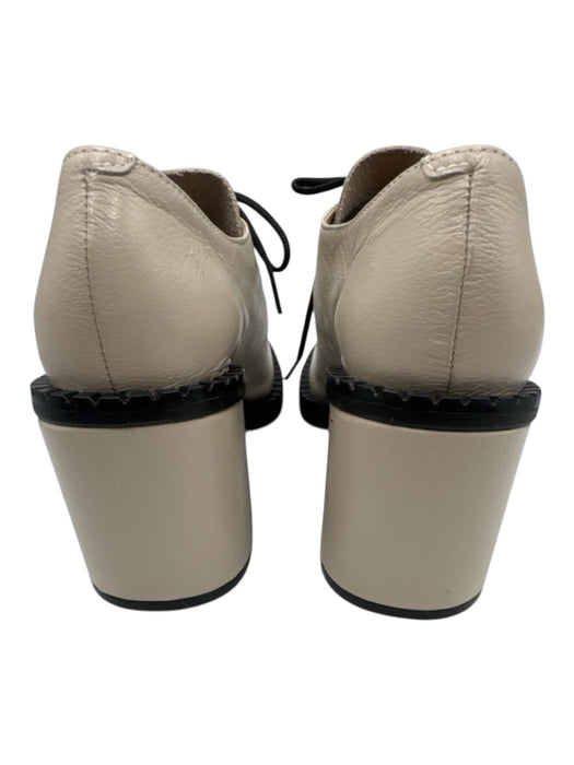 Pably Sandre Shoe Size 5 Cream White & Black Leather Upper Square Toe Loafers Cream White & Black / 5