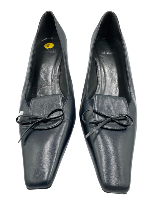 Stuart Weitzman Shoe Size 8 Midnight blue Leather Upper Bow detail Loafer Pumps Midnight blue / 8