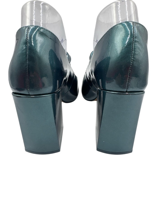 Cecelia Shoe Size 9.5 Dark Teal Leather Upper Shimmer Mary Jane Block heel Pumps Dark Teal / 9.5