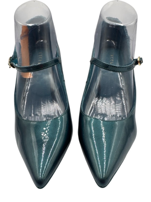 Cecelia Shoe Size 9.5 Dark Teal Leather Upper Shimmer Mary Jane Block heel Pumps Dark Teal / 9.5