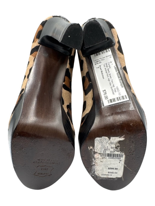 Stuart Weitzman Shoe Size 7 Beige, Black, Brown Pony Hair Peep Toe Pumps Beige, Black, Brown / 7