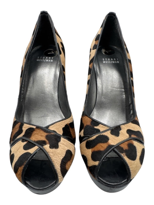 Stuart Weitzman Shoe Size 7 Beige, Black, Brown Pony Hair Peep Toe Pumps Beige, Black, Brown / 7