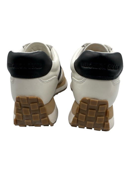 Veronica Beard Shoe Size 7M White, Beige, Black Leather & Suede Lace Up Sneakers White, Beige, Black / 7M