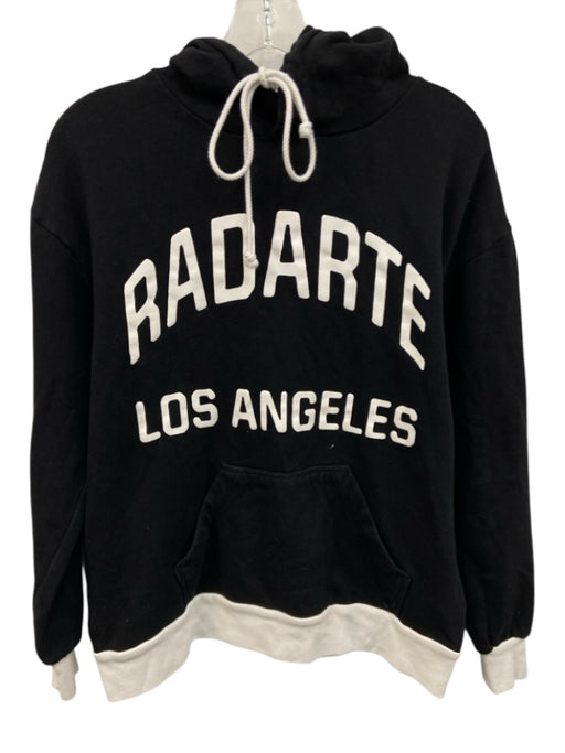 Rodarte Size M Black & White Cotton Logo Hoodie Kangaroo Pocket Sweater Black & White / M