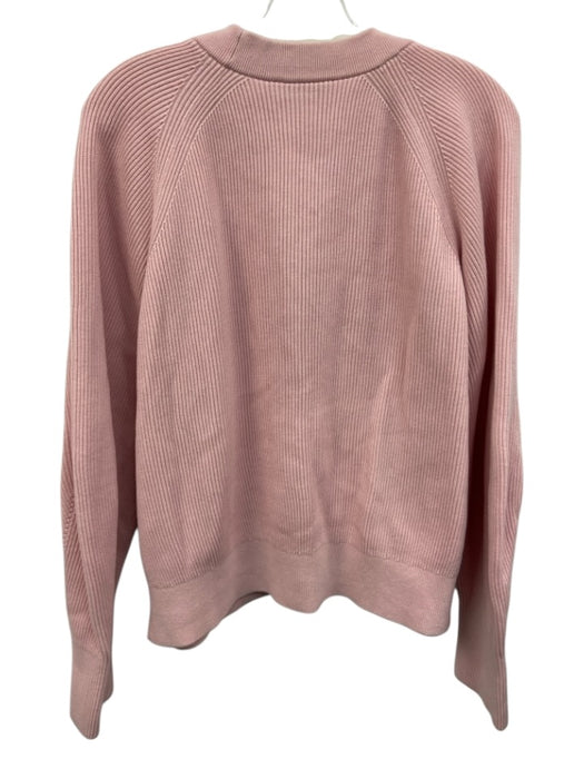 COS Size L Light Pink Cotton Ribbed Knit Button Front V Neck Cardigan Sweater Light Pink / L