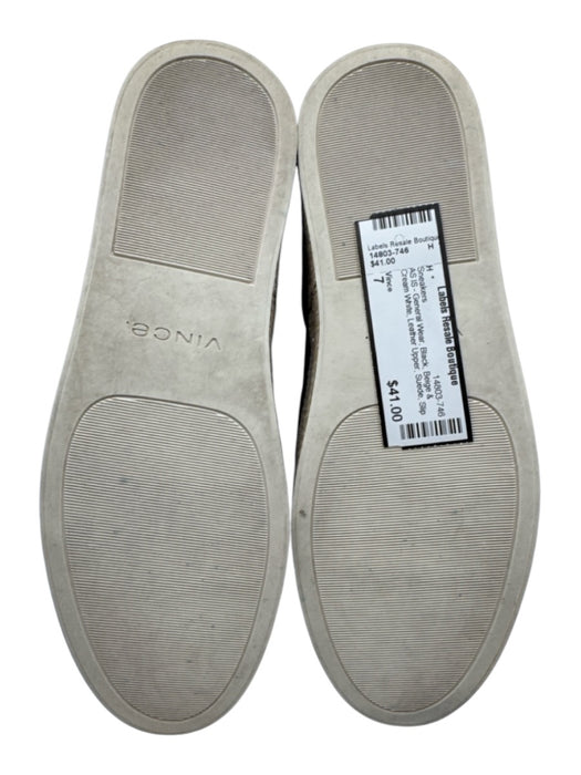 Vince Shoe Size 7 Black, Beige & Cream White Leather Upper Suede Sneakers Black, Beige & Cream White / 7