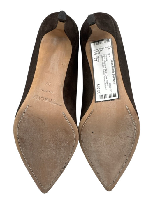 Theory Shoe Size 37 Dark Brown Leather Upper Suede Pointed Almond Toe Pumps Dark Brown / 37