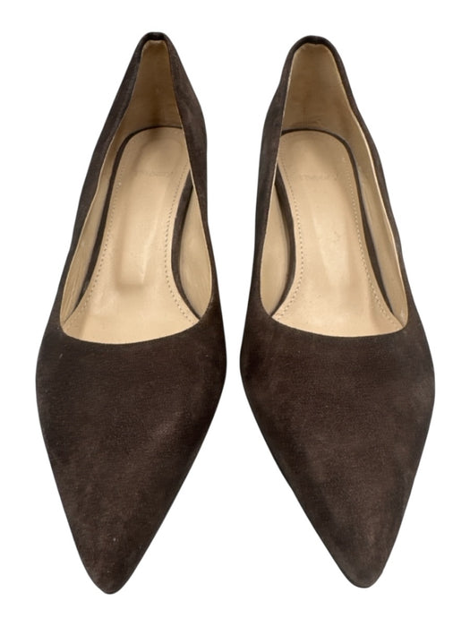 Theory Shoe Size 37 Dark Brown Leather Upper Suede Pointed Almond Toe Pumps Dark Brown / 37